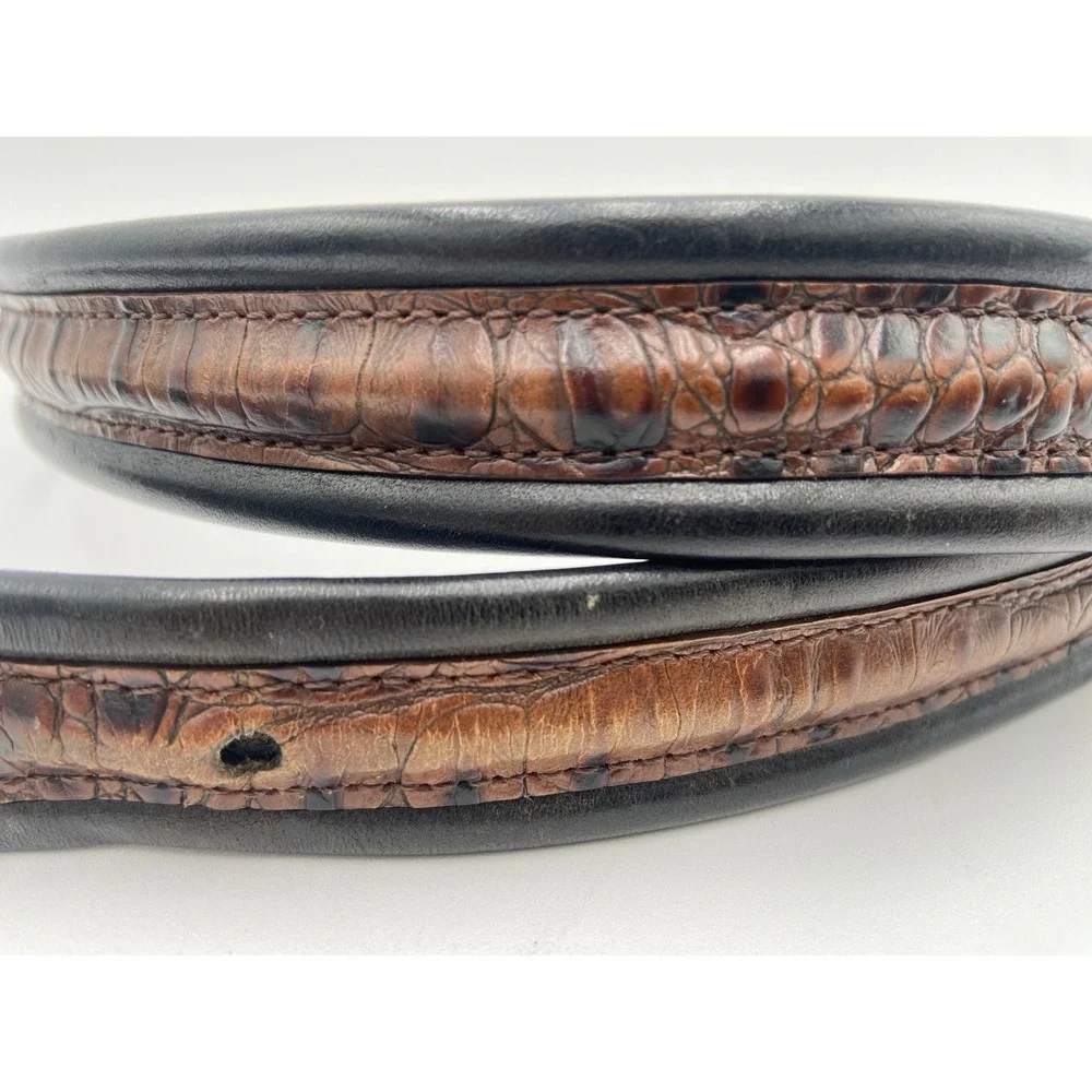 Brighton Leather Belt Black Brown Edge Crocodile Embossed Insert 38 1-1/8